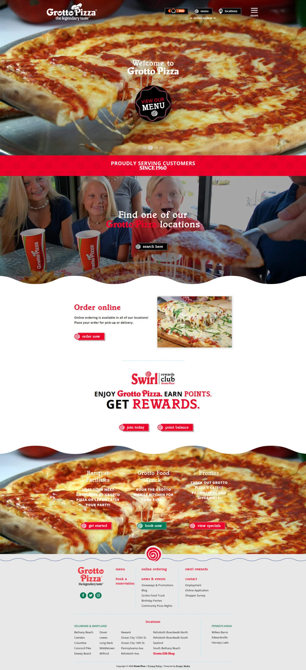 Grotto Pizza website